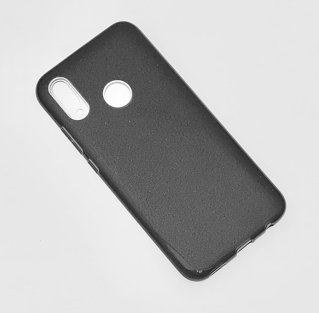 Чехол накладка Shine для SAMSUNG Galaxy A30 (SM-A305), силикон, блестки, цвет черный.