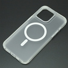 Чехол накладка Sky Armor с поддержкой MagSafe для APPLE iPhone 15 Pro Max, сменные уголки для шнурка, прозрачный, цвет окантовки белый