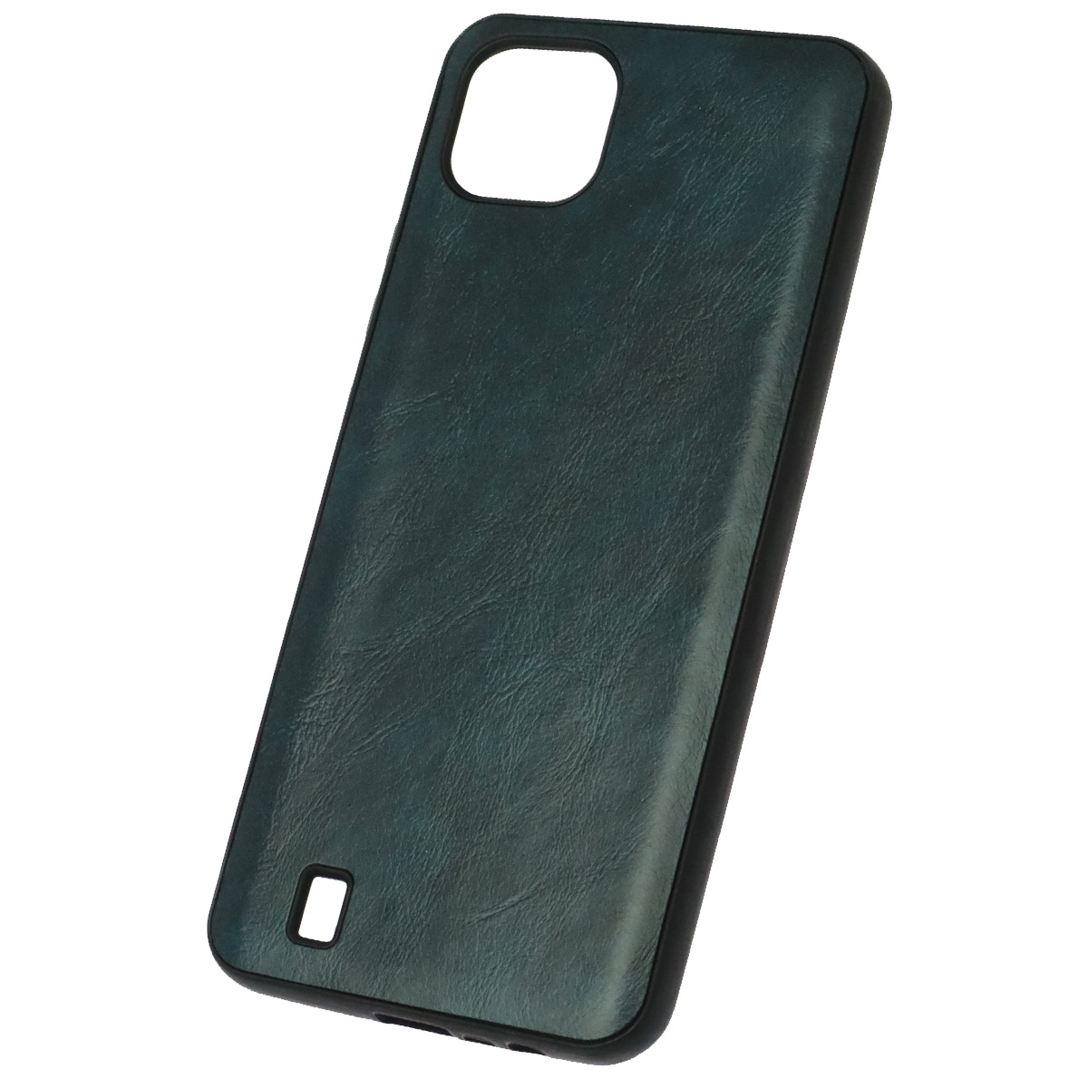 Чехол накладка для Realme C20, Realme C11 2021, силикон, текстура кожи, цвет сине зеленый