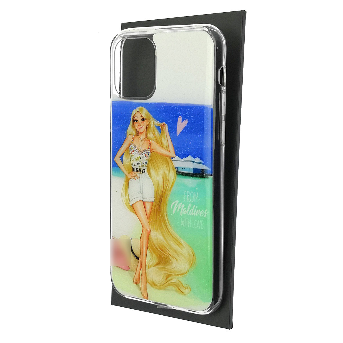 Чехол накладка для APPLE iPhone 11 Pro, силикон, глянцевый, блестки, рисунок FROM Maldives with love