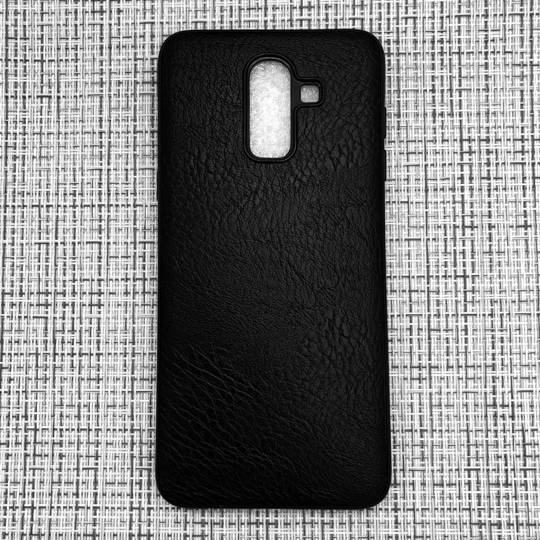 Чехол накладка для SAMSUNG Galaxy J8 (SM-J810F), силикон, под кожу, цвет черный