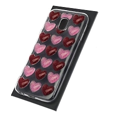 Чехол накладка для SAMSUNG Galaxy J3 2017 (SM-J330), силикон, рисунок 3D сердечки 9.