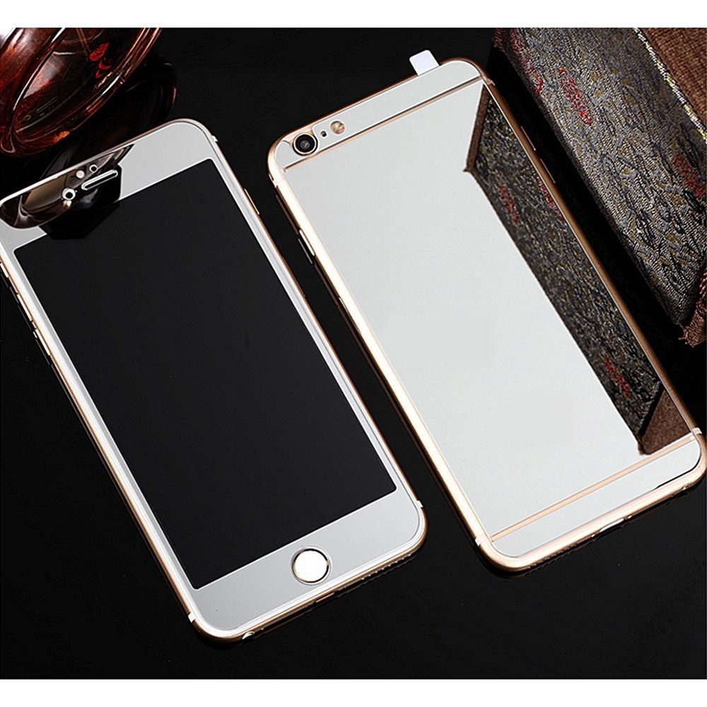 Защитное стекло "SC" цветное зеркальное [комплект] для Apple Iphone 6/4,7 (цвет=серебро).