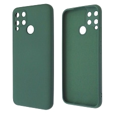 Чехол накладка NANO для Realme C15, силикон, бархат, матовый, цвет темно зеленый