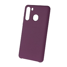 Чехол накладка Silicon Cover для SAMSUNG Galaxy A21 (SM-A215), силикон, бархат, цвет баклажан.