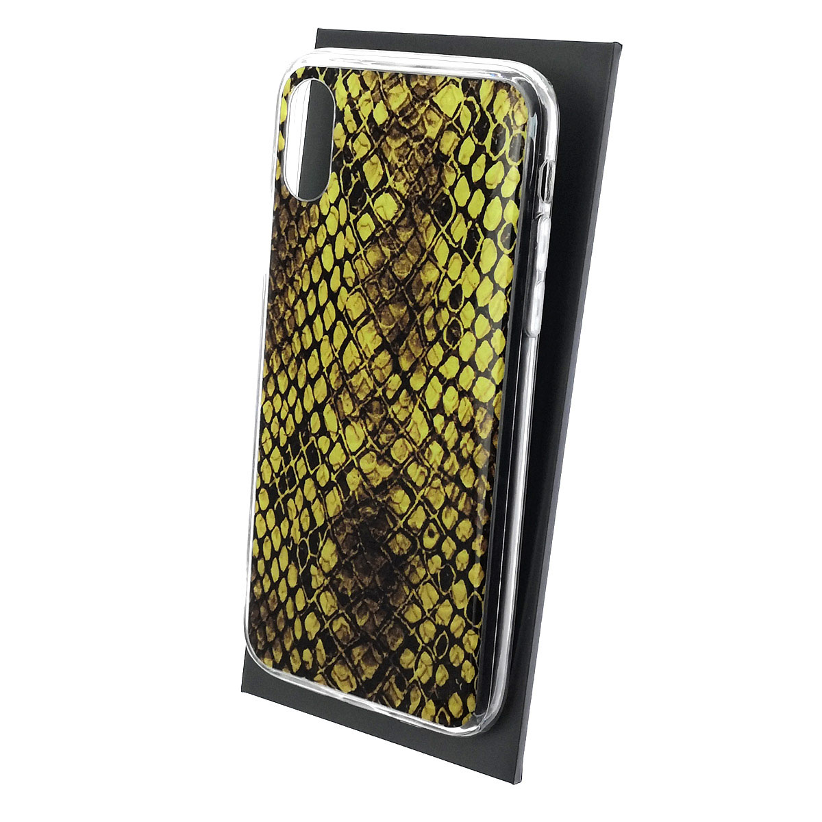 Чехол накладка для APPLE iPhone X, iPhone XS, силикон, глянцевый, рисунок Желтая кожа крокодила