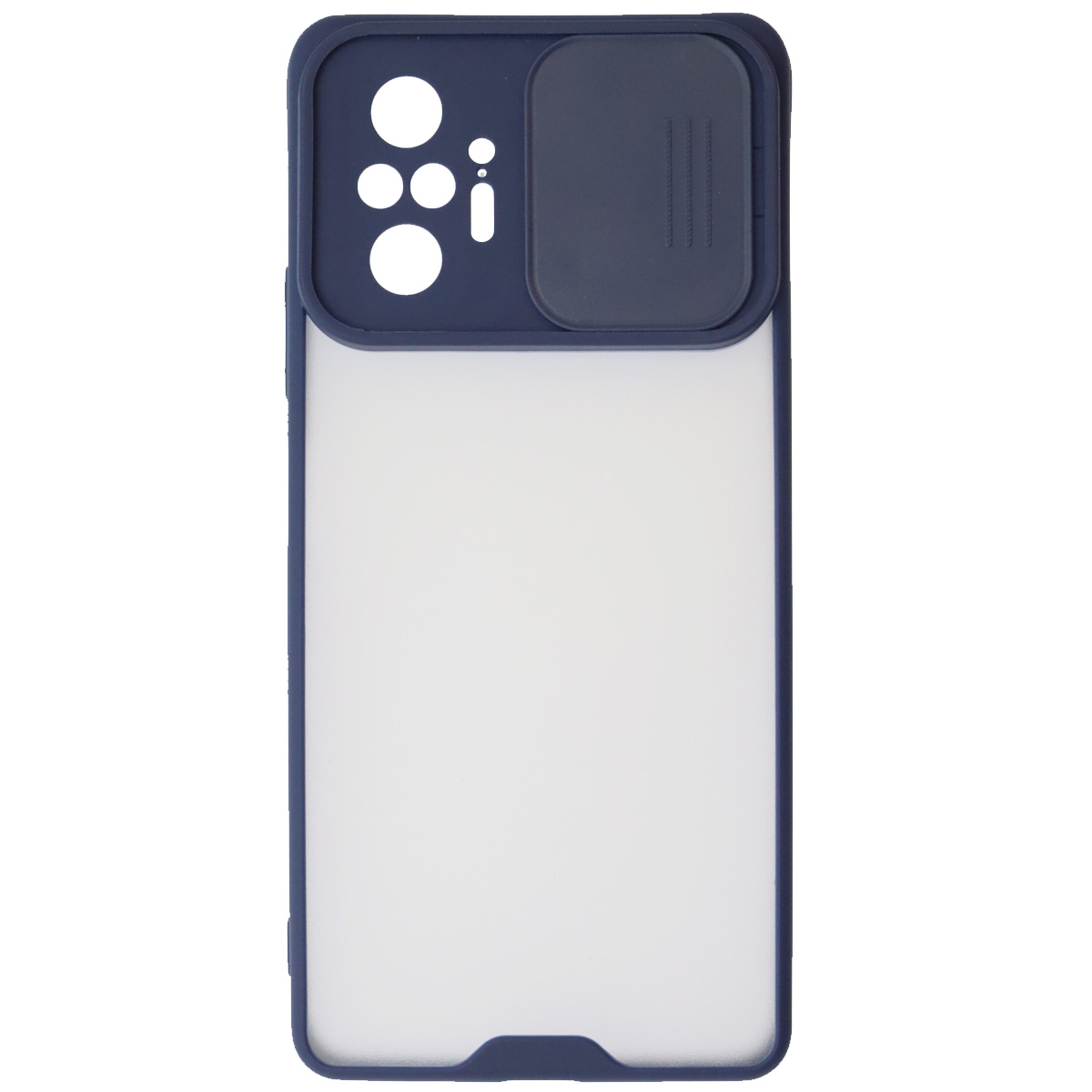 Чехол накладка LIFE TIME для XIAOMI Redmi Note 10 Pro, силикон, пластик, матовый, со шторкой для защиты задней камеры, цвет окантовки темно синий