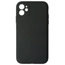 Чехол накладка KING для APPLE iPhone 11 (6.1"), силикон, бархат, карбон, цвет темно синий