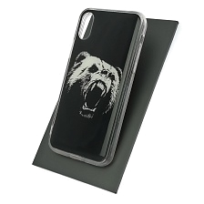 Чехол накладка для APPLE iPhone X, силикон, рисунок Рычащий медведь.