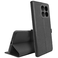 Чехол книжка для Honor X6c, с хлястиком, экокожа, визитница, цвет черный
