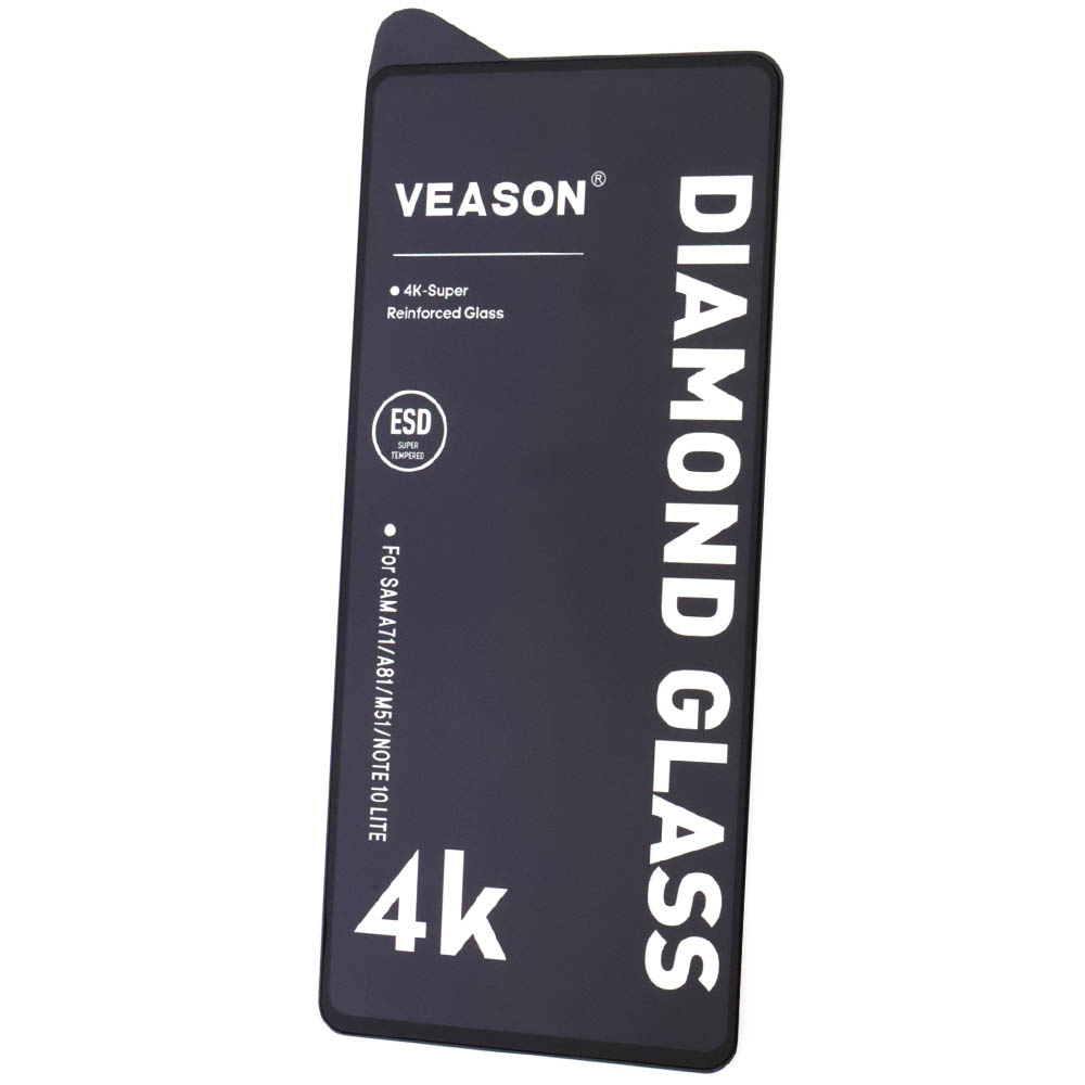 Защитное стекло VEASON Diamond Glass для SAMSUNG Galaxy A71, A81, M51, цвет окантовки черный