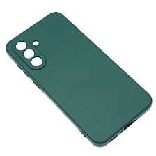 Чехол накладка NANO для SAMSUNG Galaxy A36 5G, защита камеры, силикон, бархат, цвет темно зеленый