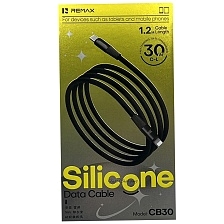 Кабель REMAX CB30(C-L) USB Type C на Lightning 8 pin, 30W, 3 A, длина 1.2 метра, цвет черный