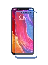 Защитное стекло 5D Full Glass /полный экран, упак-картон/ для Xiaomi Mi 8 голубой.