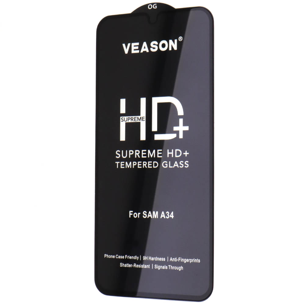 Защитное стекло VEASON HD+ для SAMSUNG Galaxy A34, цвет окантовки черный