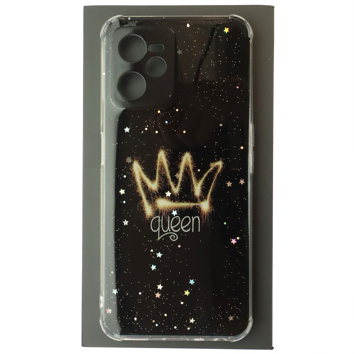 Чехол накладка для Realme C35, силикон, глянцевый, блестки, рисунок Queen Чехол накладка для Realme C35, силикон, глянцевый, блестки, рисунок Queen