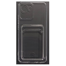 Чехол накладка CARD CASE для Realme C30, Realme C30S, Realme Narzo 50i Prime, силикон, отдел для карт, цвет прозрачный