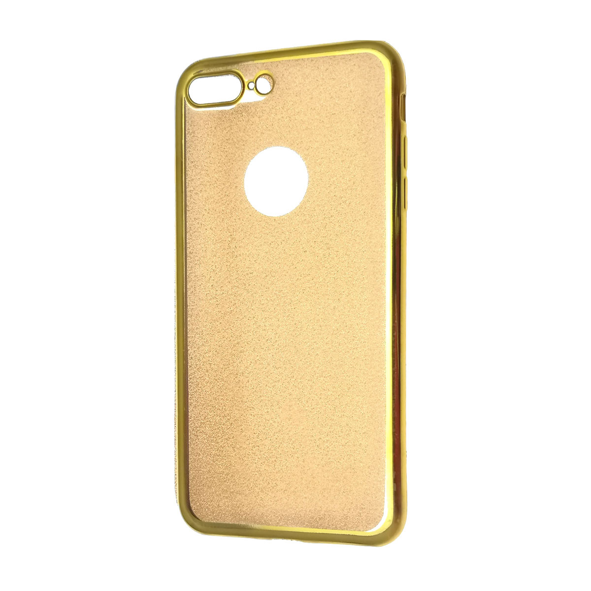 Чехол накладка для APPLE iPhone 7 Plus, 8 Plus, силикон, блестки, цвет золотистый.