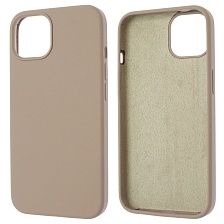 Чехол накладка Silicon Case для APPLE iPhone 13 (6.1), силикон, бархат, цвет серо бежевый