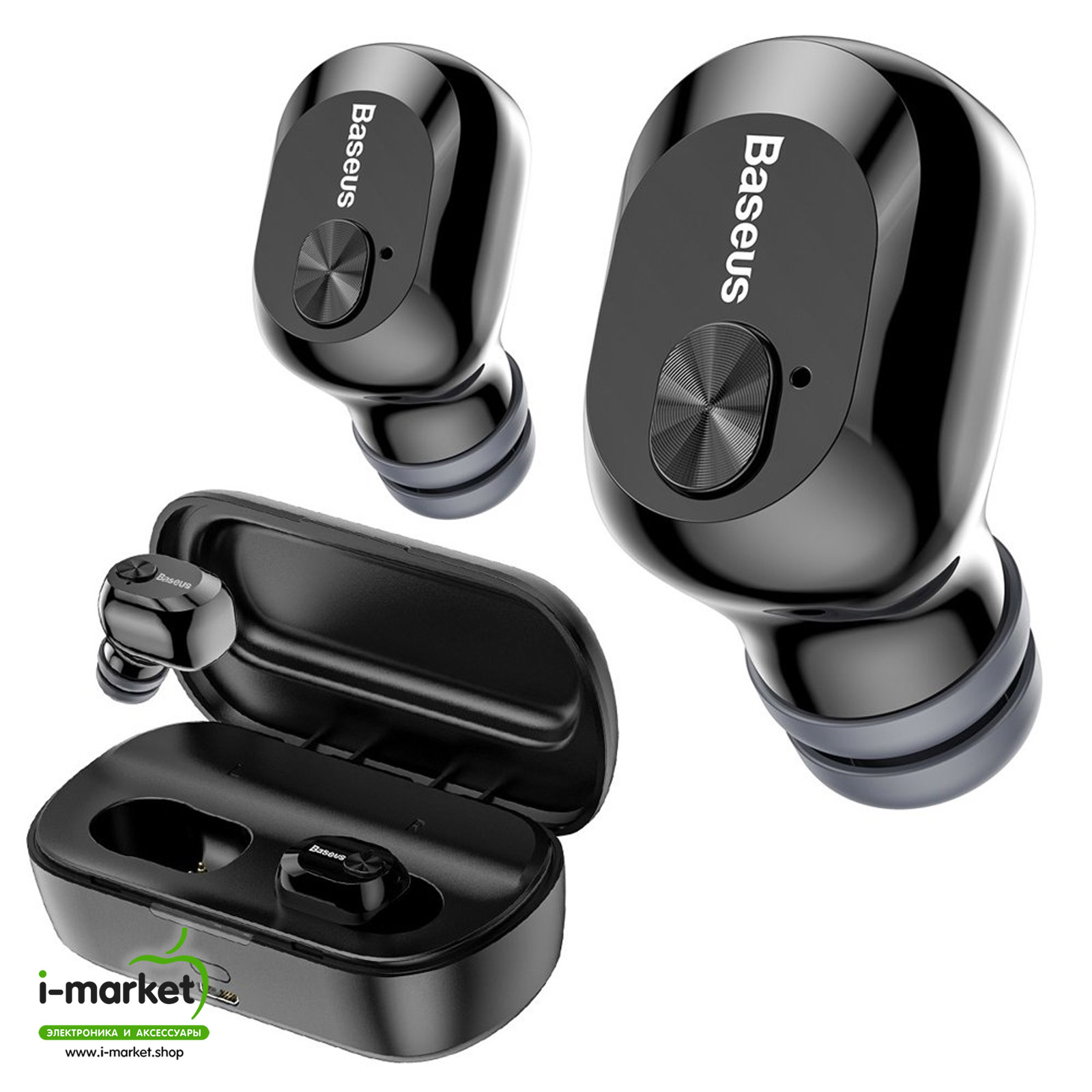 Гарнитура (наушники с микрофоном) беспроводная, BASEUS NGW01-01 Encok True Wireless Earphones W01 Bluetooth 5.0 TWS, цвет черный.
