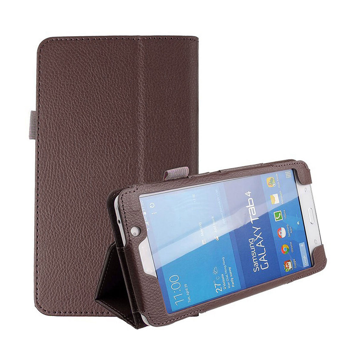 Чехол книжка для SAMSUNG Galaxy Tab 4 7.0" (SM-T230), экокожа, с подставкой, цвет коричневый.