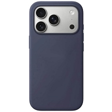 Чехол накладка Silicone Case с поддержкой MagSafe для Apple iPhone 17 Pro Max, L-ogo, бархатная подложка, цвет темно синий