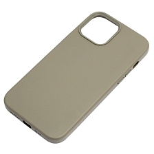 Чехол накладка Leather Case для APPLE iPhone 12 Pro Max, силикон, бархат, экокожа, цвет светло серый