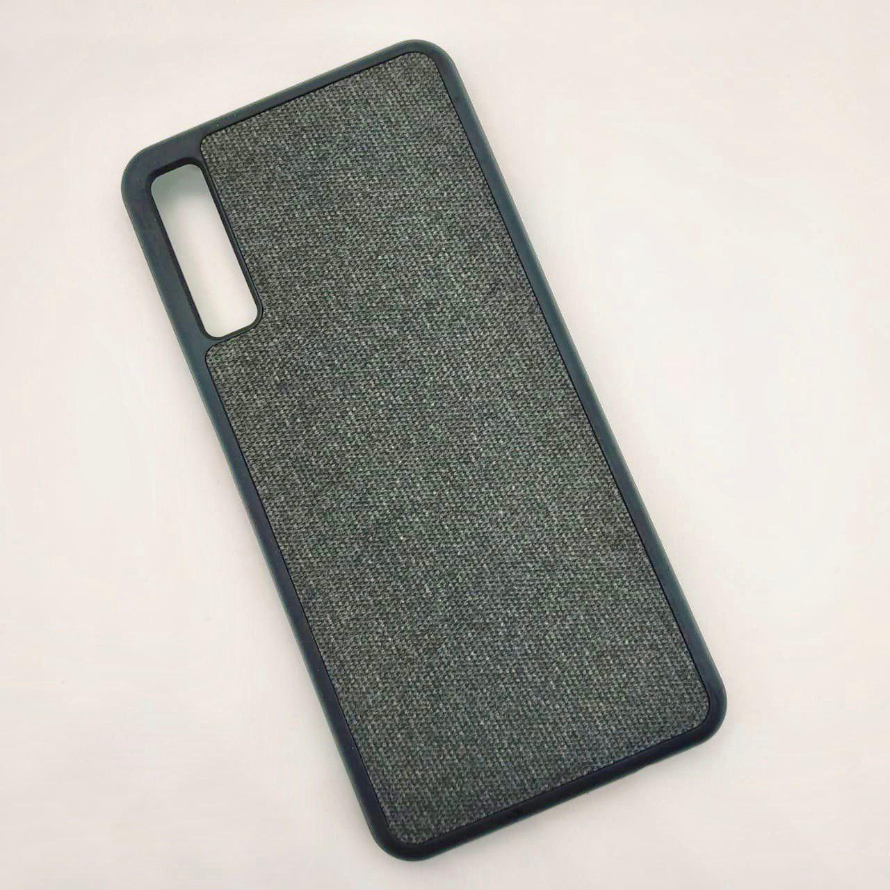 Чехол накладка для SAMSUNG Galaxy A7 2018 (SM-A750), силикон, под джинс, цвет черный