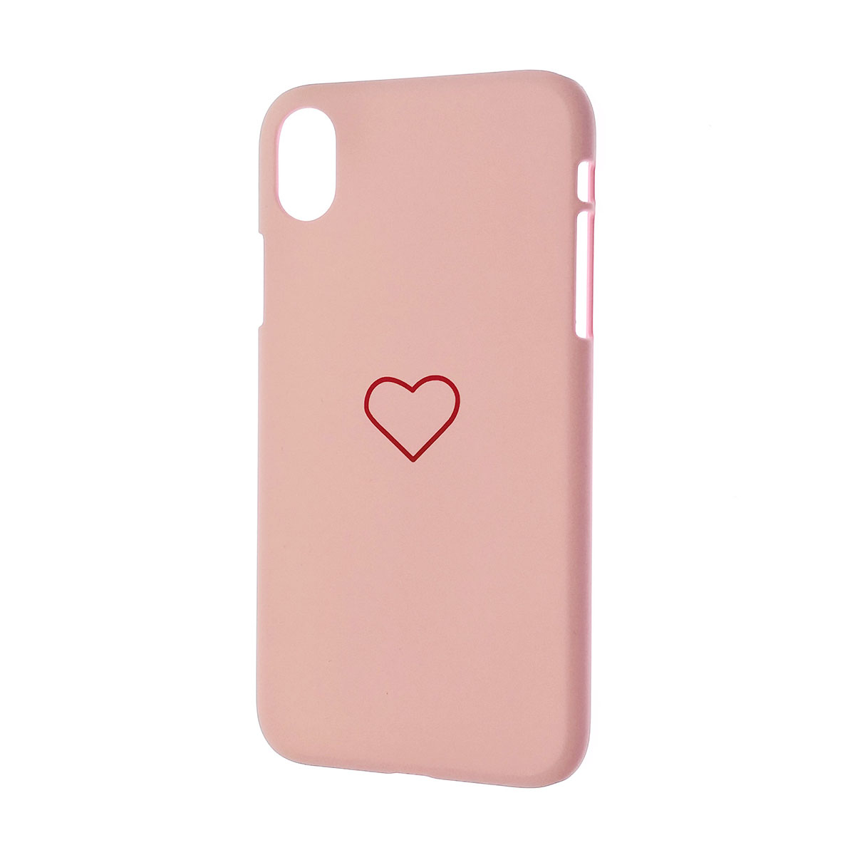 Чехол накладка для APPLE iPhone XS MAX, пластик, матовый, рисунок Сердце, цвет розовый.