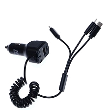 АЗУ (Автомобильное зарядное устройство) MARVERS MS-C32 с USB, Type C выходами, кабель Apple 8 pin, Micro USB, Type-C, FM Transmitter, цвет черный
