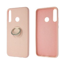 Чехол накладка RING для HUAWEI Honor 9C, P40 Lite E, Y7P, силикон, кольцо держатель, цвет розовый песок.