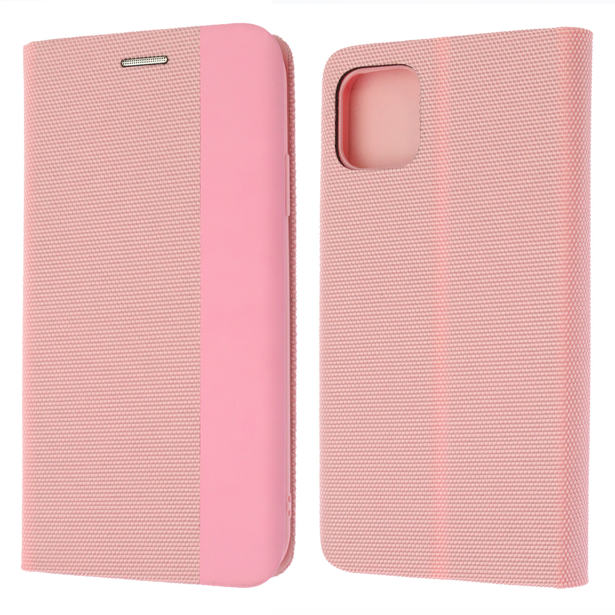 Чехол книжка MESH для APPLE iPhone 11 (6.1), текстиль, силикон, бархат, визитница, цвет розовый