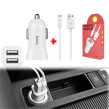 HOCO Z2A АЗУ (Автомобильное зарядное устройство) + кабель APPLE Lightning 8-pin, цвет белый. HOCO Z2A АЗУ (Автомобильное зарядное устройство) + кабель APPLE Lightning 8-pin, цвет белый.