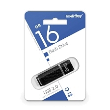 Флешка USB 2.0 16Gb SMARTBUY Quartz, цвет черный