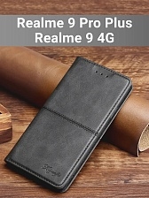 Чехол книжка elitcase для Realme 9 4G, Realme 9 Pro Plus, экокожа, визитница, цвет черный