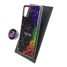 Чехол накладка для SAMSUNG Galaxy A51 (SM-A515), силикон, фактурный глянец, с поп сокетом, рисунок Tik Tok