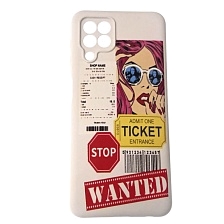 Чехол накладка для SAMSUNG Galaxy A22 4G (SM-A225F), M22 (SM-M225F), M32 (SM-M325F), защита камеры, силикон, бархат, рисунок STOP