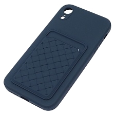 Чехол накладка CARD CASE для APPLE iPhone XR, силикон, отдел для карт, цвет темно синий