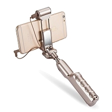 Проводной монопод с зеркальцем и подсветкой ADYSS A6 Bluetooth 3.0 Selfie Stick Camera Shutter GOLD.