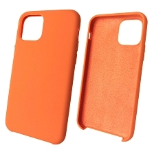 Чехол накладка Silicon Case для APPLE iPhone 11 Pro, силикон, бархат, цвет оранжевый.