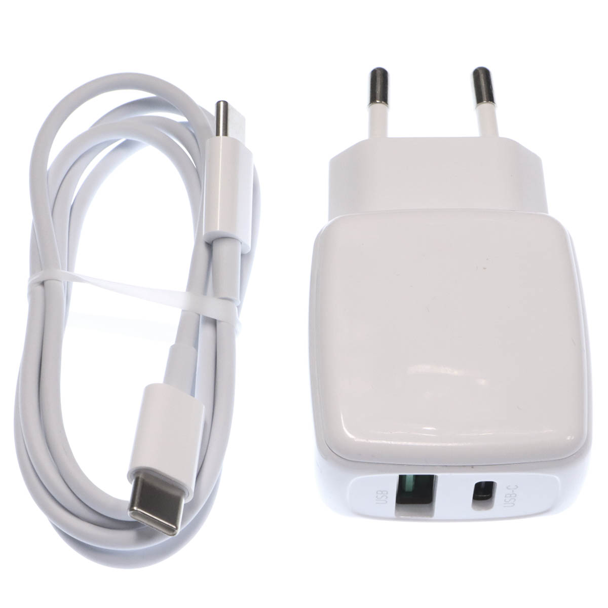 СЗУ (Сетевое зарядное устройство) EARLDOM ES-EU21C с кабелем USB Type C на USB Type C, 20W, 1 USB Type C, 1 USB, QC3.0, цвет белый