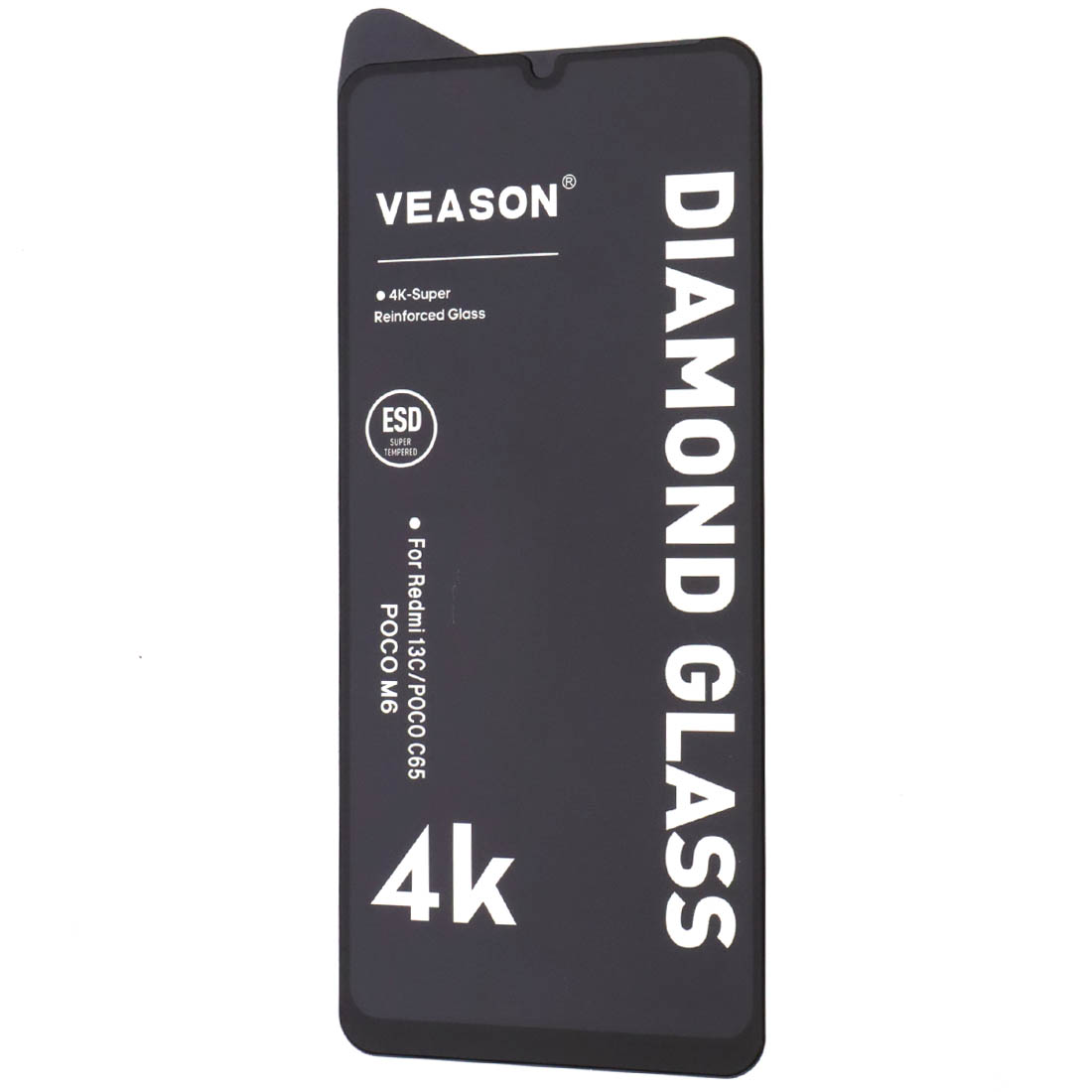 Защитное стекло VEASON DIAMOND GLASS для XIAOMI Redmi 13C, POCO C65, цвет окантовки черный