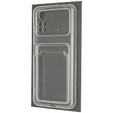 Чехол накладка CARD CASE для XIAOMI POCO M4 Pro 4G, силикон, отдел для карт, цвет прозрачный Чехол накладка CARD CASE для XIAOMI POCO M4 Pro 4G, силикон, отдел для карт, цвет прозрачный