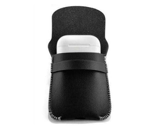 Чехол AirPods Luxury leather case черный.