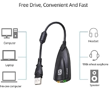 Внешняя USB звуковая карта, адаптер TISHRIC 5HV2, звук 7.1 канальный, 3.5 мм разъём,выход для микрофона и наушников, цвет черный
