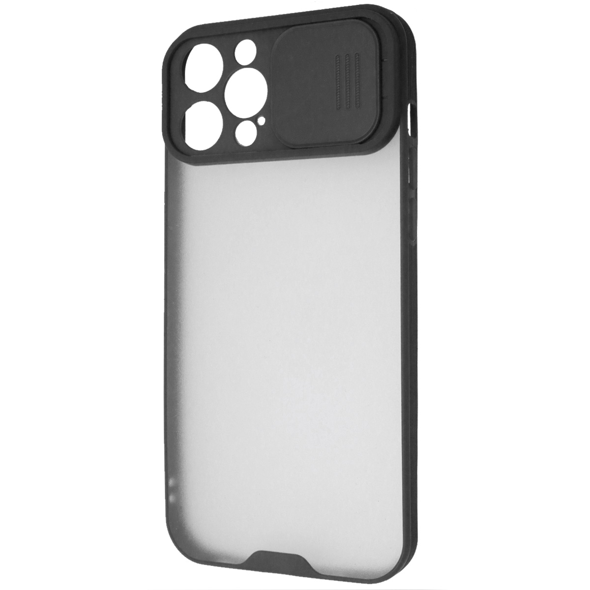 Чехол накладка LIFE TIME для APPLE iPhone 12 Pro MAX (6.7"), силикон, пластик, матовый, со шторкой для защиты задней камеры, цвет окантовки черный