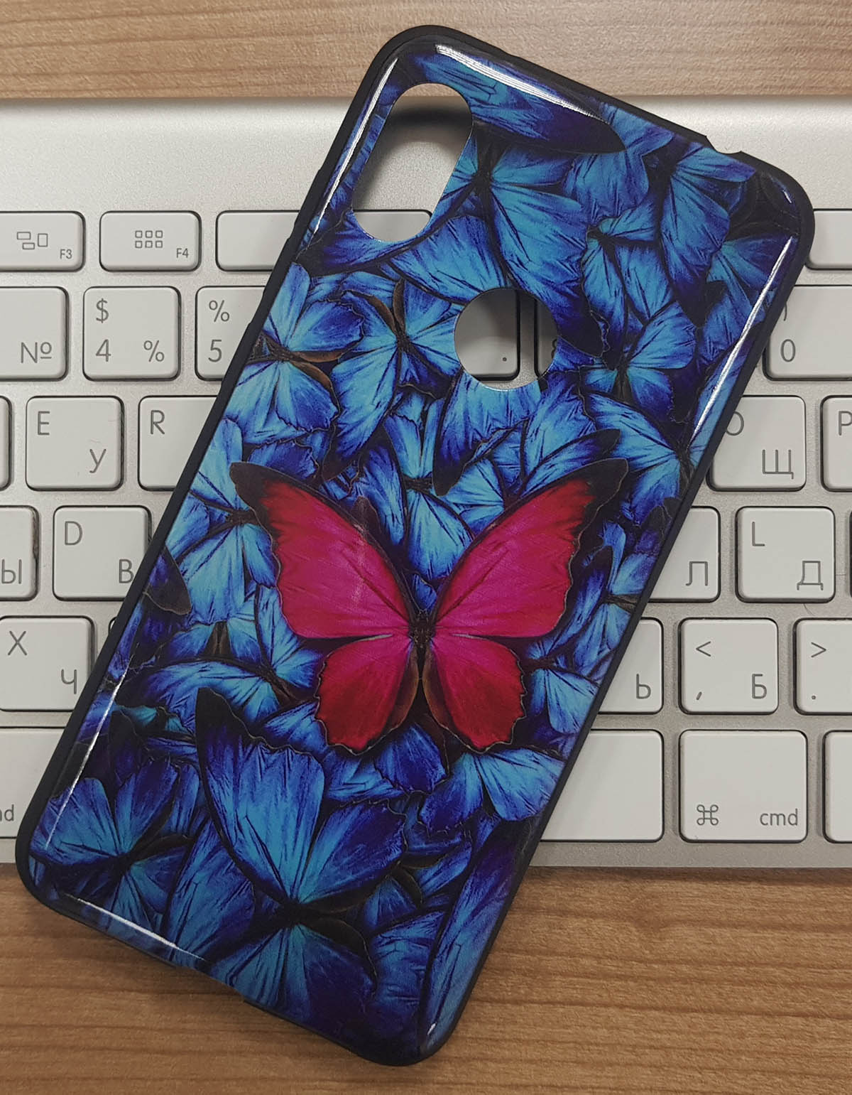 Чехол накладка для XIAOMI REDMI NOTE 6 PRO, силикон, рисунок бабочка.