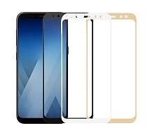 Защитное стекло 2D Full glass для Samsung A8-plus 2018/A7 2018/A730F /тех.пак/ белый.