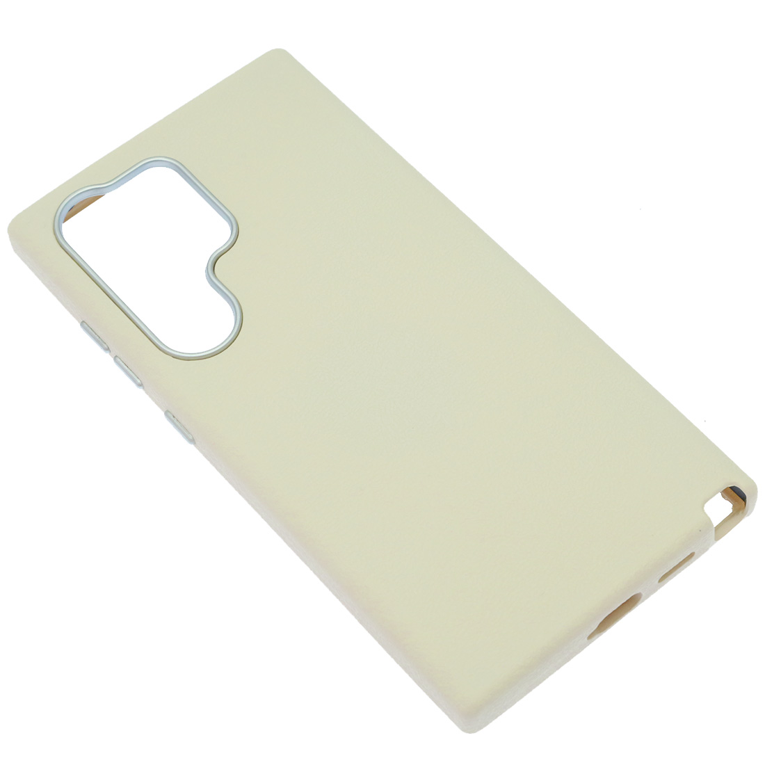 Чехол накладка для SAMSUNG Galaxy S24 Ultra, силикон, пластик, текстура кожи, бархат, цвет молочный