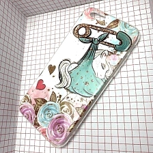 Чехол накладка для APPLE iPhone 6, 6G, 6S, силикон, имитация стекла, рисунок Единорог.